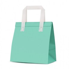 심플 민트 소형 찍찍이 부직포 은박 일회용 보온 보냉 가방 쇼핑백, 단품