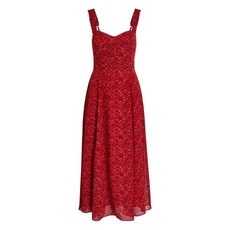 리포메이션 플로럴 민소매 미디 드레스