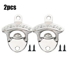 아연 합금 벽 병따개 주방 장착 파티 나사로 골동품 복고풍 맥주, silver 2pcs