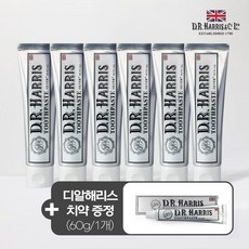 디알해리스 은치약 120g 6개+여행용 60g치약 1개 99% 은성분 함유, (현대Hmall)디알해리스 은치약 120g 6개+여행용, 6세트