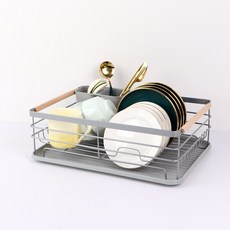 日系百搭單層放盤子碗碟置物架廚房檯面碗筷瀝水架家用餐具收納架, 1個, YD-002單層銀灰