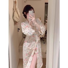 유카타 잠옷 기모노 루즈핏 가운 일본 여성 순면 파자마