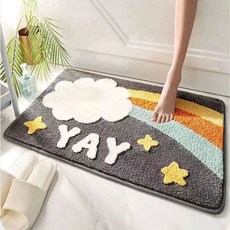 현관 욕실 발매트 라운드 미끄럼방지, 1개, B. 무지개 구름