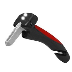 多功能汽車安全扶手：破窗器、安全帶切割刀、LED手電筒、車用救生錘，老人上下車輔助把手, 黑色, 1個