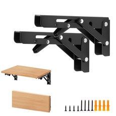 Home Expert 35.6cm(14인치) 접이식 선반 브래킷 4팩(2쌍) 튼튼한 금속 벽걸이 벤치 및 테이블용 공간 절약형 DIY 선반 매트 블랙, 2.0