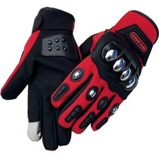 여름 오토바이 장갑 하드 터치 라이딩 장갑 통기성, A. 모든 사이즈에 맞습니다, C. 스틸 케이스 풀핑거 스타일 레드