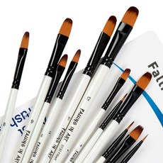 페인트 붓 세트 수채화 유화 아크릴 페이스 바디 네일 아트 공예 록 페인팅을위한 나일론 전문 앵글 페인트 브러쉬, 헤이즐, 12개, 헤이즐