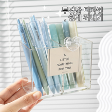 2칸 아크릴 펜홀더 고투명 책상 정리함, 1개, 투명색