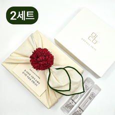 [가정의달 한정판] 카네이션 꿀스틱 어린이집 어버이날 선생님 스승의날 답례품, 2개, 초록 광목보자기