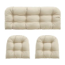 야외 방수 원단 벤치 쿠션 등받이 세트 정원용 방석 2인용, 베이지