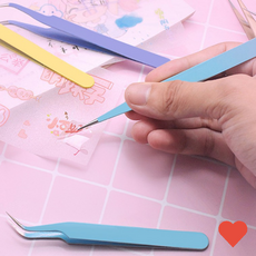 족집게 꾸미기 컬러 일자형 커브형 탑꾸 스꾸 다꾸, 일자형 블루, 1개