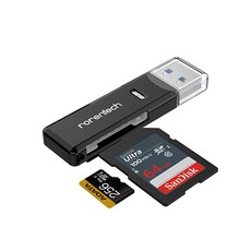 로랜텍 USB 3.0 블랙박스 SD카드 멀티 카드 리더기, 블랙, 1개