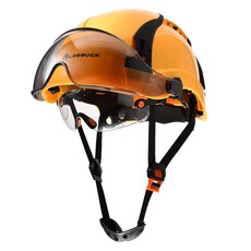 LOEBUCK 고급 신상품 2중 렌즈 내장형 미국식 안전모 / 통풍형 충격흡수 작업용 헬멧, 1개, 옐로우