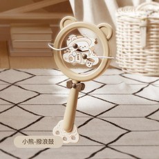 萌熊樂器10件套 嬰兒益智手搖鈴牙膠套裝, 棕熊 撥浪鼓 一 單隻裝 袋裝, 無