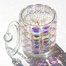 욕실 정리함 및 보관함 크리스탈 Qtip 홀더 메이크업 브러시 오거나이저 블링 화장대 화장솜 면봉 치실 픽 헤어 타이용 필수품 액세서리 장식., 욕실 정리함 및 보관함, 크리스탈 Qtip 홀더, 메이