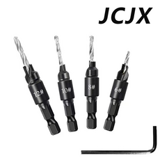 JCJX 목공용 카운터싱크 드릴 비트 목공 비트 기리 세트 6+8+10+12mm, 1세트