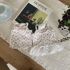 멜로위드 강아지옷 레이스 프릴 로즈가든 플라워 나시티 & 원피스, 티셔츠