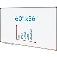 뉴퓨트 대형 마그네틱 화이트보드 60 x 36 인치 펜 트레이가 있는 접이식 드라이 이레이즈 화이트 보드 벽용 알루미늄 프레임 메시지 프레젠테이션