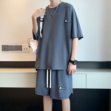 【潮流韓版】男士休閒套裝 運動套裝 短袖套裝 夏季套裝 五分褲套裝 冰絲速乾面料 透氣舒適 2023新款 運動健身日常穿搭