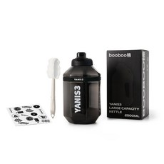 booboo YANIS3 運動健身大容量水杯 Tritan材質 2500ml, 黑色+杯刷+貼紙:2500ml, 1, 1