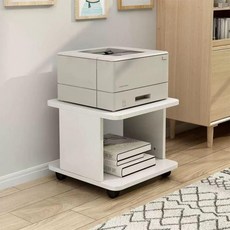 프린터 선반 컴퓨터 본체 수납 다용도 이동 거치대 바퀴 1단 화이트 소형 40 x 40x28, 1단 블랙B월넛 소형 40 x 40x28