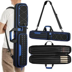 BOSSTIN 풀 큐 케이스 스틱 백 12.7 x 12.7cm(5 5인치) 다양한 포켓 5버트 5개의 샤프트 보관 부드러운 패딩 당구 백팩 조절 가능한 어깨끈으로 휴대가, 2블루: 3x4