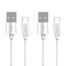 프라임큐 C타입 메탈케이블, 실버, 2개, 1.5m