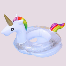 【台灣出貨】【BB&C】兒童造型泳圈 造型泳圈 夏天玩具 卡通泳圈 坐式泳圈 飛機泳圈 兒童泳圈 嬰兒泳圈, 1個, 獨角獸款式, 充氣底獨角獸座圈（1-5歲）