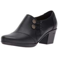 Clarks 클락스 엠슬리 여성용 워렌 슬립온 로퍼 가죽 신발. 블랙 254633 3546783202, 7, 블랙 가죽