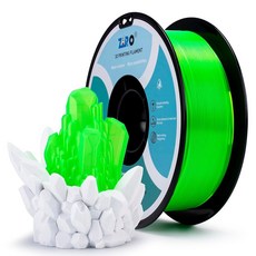 ZIRO PLA 필라멘트 1.75MM 투명한 빨간색 3D 프린터 필라멘트 밝은 순수 색상 반투명 스풀 치수 정확도 + /- 0.03MM 대부분의 프린팅 FDM 프린터에 적합한 투명, Translucent-fluo Green
