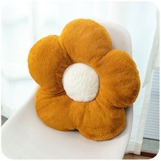 毛絨絨花朵坐墊 軟綿綿椅墊, 花朵黃色,30cm 軟綿綿坐墊