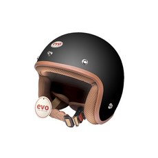 EVO復古摩托車安全帽，輕巧舒適，多色可選，安全可靠, 消光黑