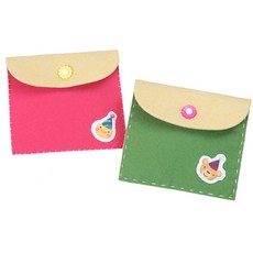 해바라기 펠트주머니만들기(요술바늘 포함)/ 핸드메이드 바느질 미술놀이 파우치 꾸미기 DIY, 그린, 1개