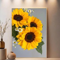 보석십자수 액자형 해바라기 재물 꽃밭 정물화 십자수, 프레임 + +, 50 x 65, A180 선플라워