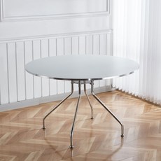 룬트 원형테이블 미드센츄리 모던 크롬 식탁 3size, 6인용, 화이트(WWD3084)
