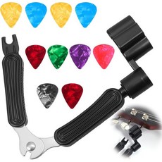 기타 줄 감개 절단기 핀 풀러 피크 10개 포함 3가지 을 갖춘 어쿠스틱 일렉트릭 기타용 2312121