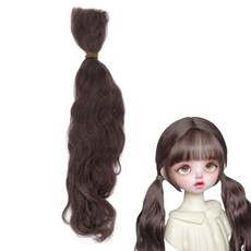 인형 머리카락 번들 모헤어 컬리 헤어 DIY BJD 액세서리 긴 곱슬 머리 재료, 1개, 카멜 489