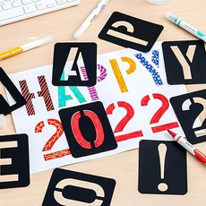 스텐실 문자와 숫자 템플릿 42매 세트 세탁 후 재사용 가능 알파벳 PP 아트 공예 페인트