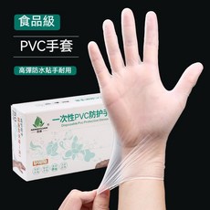 MINGYUAN PVC手套 食品級無粉防護手套, 1個, 【食品級一次性手套一盒50入】M碼
