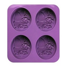 몰드몰 실리콘몰드 - 꽃과나비 (4구) 비누타원몰드