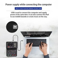 Q-12 프로페셔널 오디오 믹서 사운드 믹싱 콘솔 2채널 48V 전원 휴대용 인터페이스 카드 스튜디오 녹음용