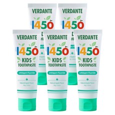 베르단테 1450ppm 어린이 고불소 치약 사과향, 80g, 5개