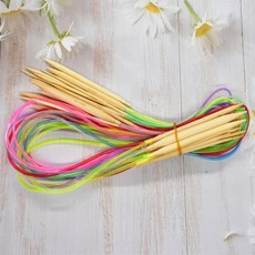 18 개/대 원형 뜨개질 바늘 대나무 크로 셰 바느질 더블 커 스프 후크 소프트 튜브 공예 도구 세트 40-120cm, 100cm, 1개