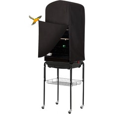 플레이 탑이 있는 대형 새장용 컬러데이 굿나잇 새장 커버특허 출원 중블랙 64인치, 64 inches, Black