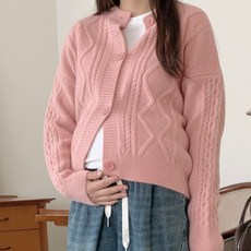 [당일출고] 수엠W 파스텔 꽈배기 크롭 니트 임부 가디건 봄가을 간절기 여리핏 출산전후 데일리룩 B066 피셔크롭Y