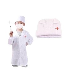 兒童木質醫生玩具套裝 角色扮演聽診器模擬醫療箱, 醫生服, 1個