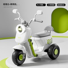 DIU 兒童電動摩托車可坐人3-6-8歲男女孩寶寶遙控玩具三輪童車, 1個, 輕奢白標準款單驅動+6V4H:如圖