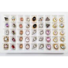 美甲合金鑽飾套組 珍珠寶石水晶大鑽混合 立體異形鑽 穿戴甲造型設計 堆鑽飾品盒裝, 1個, 大鑽飾04【格子10*10mm】45顆, 大鑽飾04【格子10*10mm】45顆