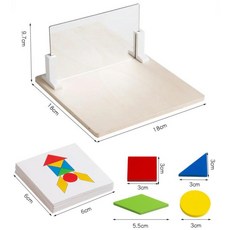 거울 퍼즐 나무 조기 교육 논리적 사고 공간 훈련 두뇌 게임 여행 선물, 2. Geometric shape, 1개