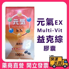 益克綜 元氣EX Multi-Vit 膠囊 綜合維他命 高單位B群 維他命B 日本製造 100顆/盒, 1個